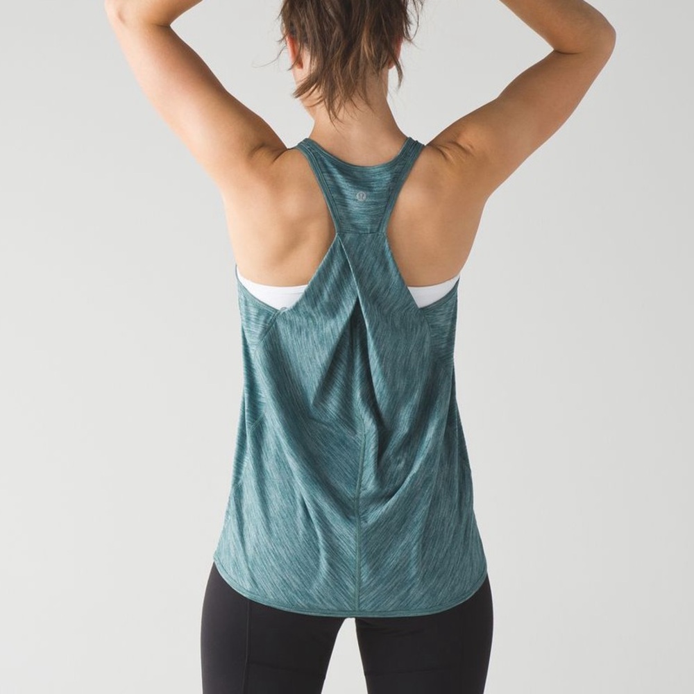 Lululemon Essential Tank Heathered Deep Green size 8